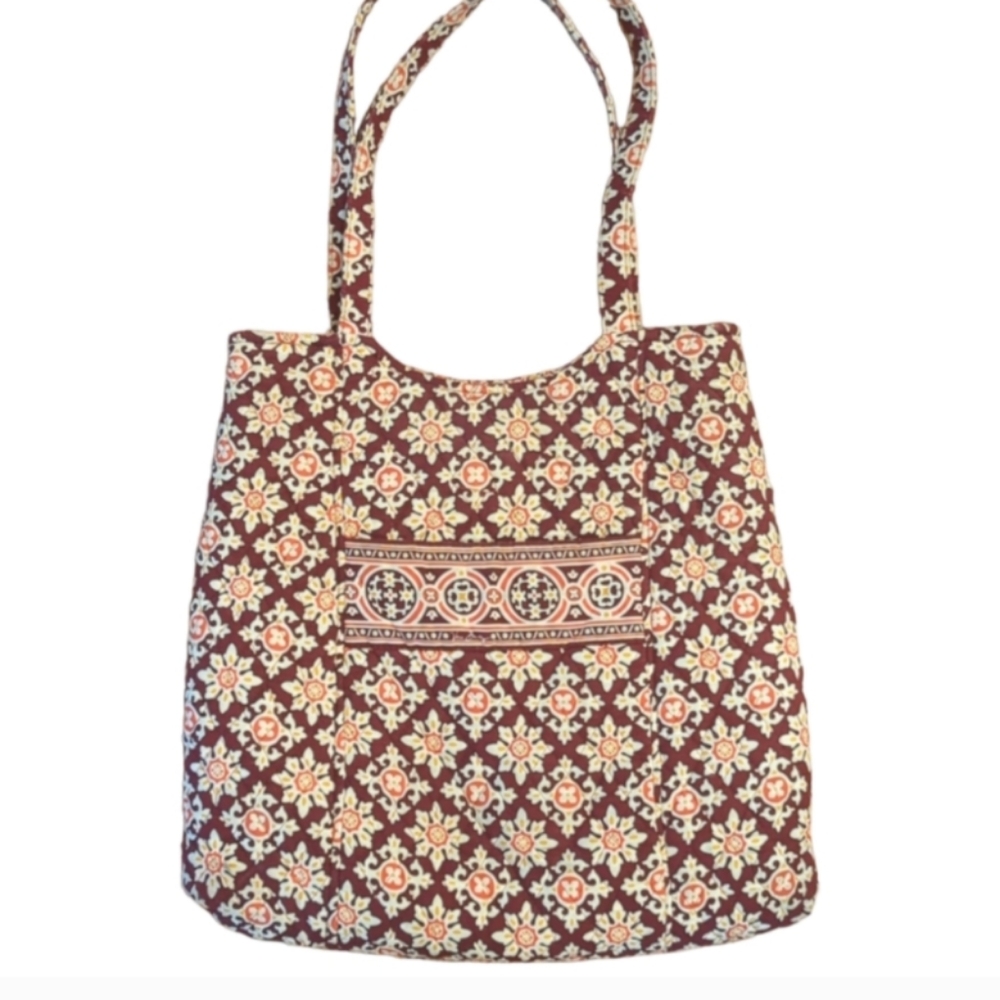 Vera Bradley Medallion Snap Closure Quilted Cotton Tote